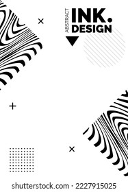 Black Lines Poster Template. Trendy abstract wavy backgrounds. Seamless striped patterns. Geometry optical effects. Fashion print for textile and fabric. Diagonal;vertical;deformed lines and ripples