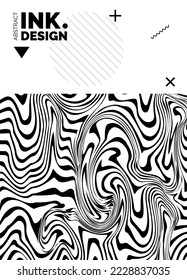 Black Lines Poster Template. Trendy abstract wavy backgrounds. Seamless striped patterns. Geometry optical effects. Fashion print for textile and fabric. Diagonal;vertical;deformed lines and ripples