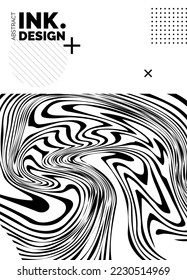Black Lines Poster Template. Trendy abstract wavy backgrounds. Seamless striped patterns. Geometry optical effects. Fashion print for textile and fabric. Diagonal;vertical;deformed lines and ripples