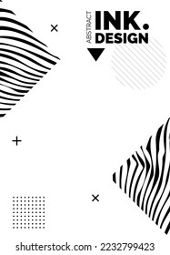 Plantilla de póster de líneas negras. Fondo ondulado abstracto de moda. Patrones rayados sin inconveniente. Efectos ópticos de geometría. Impresión de moda para textiles y tejidos. Diagonal;vertical;líneas deformadas y ondas