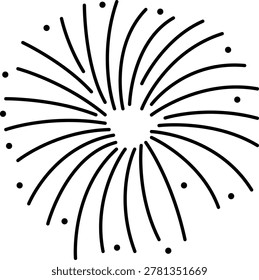 Black lines radiate outward from a central point. Tiny dots frame each line's curve, adding texture. Simple, elegant design echoes bursts of energy. Ideal for abstract backgrounds or digital art