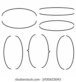 Black lines semi-oval vector oval white background image