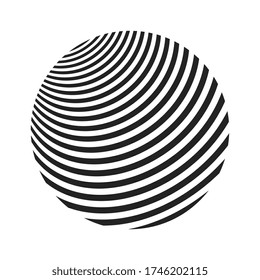 Black lines that makes an abstract striped sphere. Suitable for logo or other design.