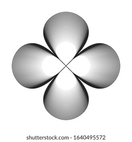 Black lines that makes a smooth rounded geometric shape. Abstract optical pattern. Modern vector background.