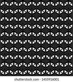 black lines and triangles on white. line and triangle shapes. vector seamless pattern. simple repetitive background. textile paint. fabric swatch. wrapping paper. continuous print
