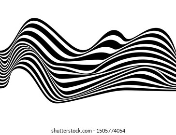 Black lines wave curve abstract background flat design vector illustration.