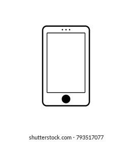 Black lines white phone Mobile phone icon with black push button. Smartphone sign icon vector eps10. 