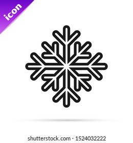 Black lineSnowflake icon isolated on white background.  Vector Illustration