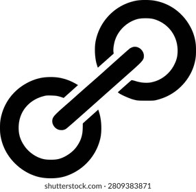 Black link chain icon for connectivity and hypertext concepts with connection hyperlink internet
