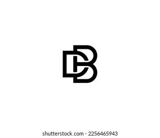 Black linked letter DB or BD logo design template on white background