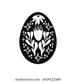 Black Linocut of Easter egg