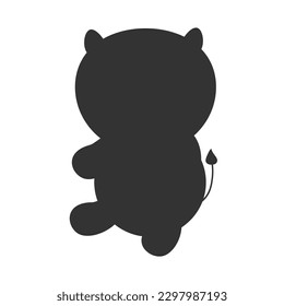 black lion cartoon silhouette concept with beautiful mane and tail on white background isolated vector illustration EPS
