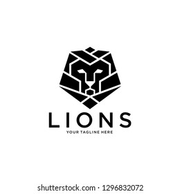Black Lion Face simple Logo Design Inspiration - vector