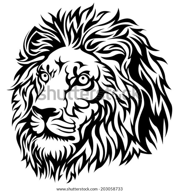 Black Lion Head Stock Vector (Royalty Free) 203058733