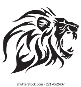 Black lion head isolated on a white background
