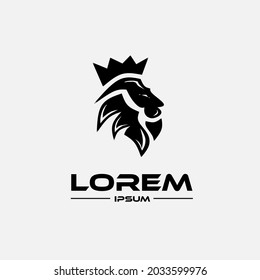 black lion head logo design template, suitable for sports brands