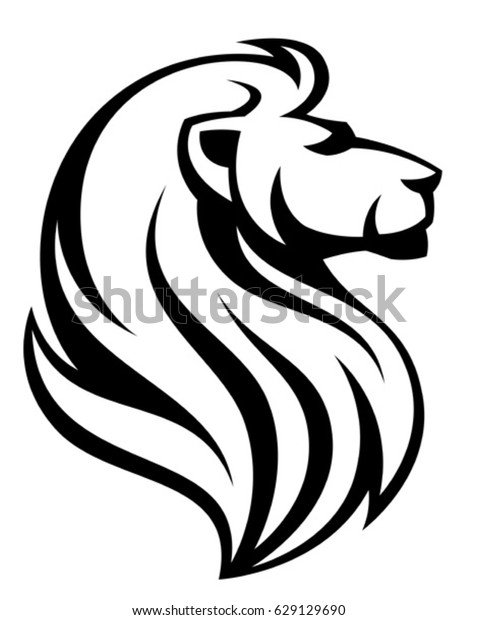 Tete De Lion Noire Sur Fond Image Vectorielle De Stock Libre De Droits