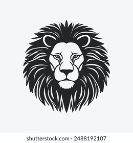 Black Lion head vector illustration. Big lion mascot logo clipart. Can be used for Logo, labels, banners, or advertisements.
