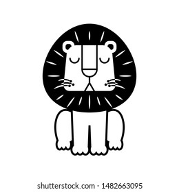 Black Lion Isolated Vector Zoo Wildlife Animal King Coloring Book Drawing Illustration