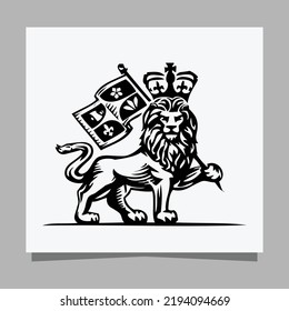 logotipo de león negro en papel blanco con sombra, perfecto para logotipos de negocios y tarjetas de visita