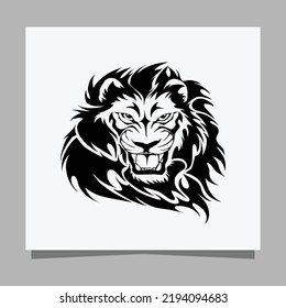 logotipo de león negro en papel blanco con sombra, perfecto para logotipos de negocios y tarjetas de visita