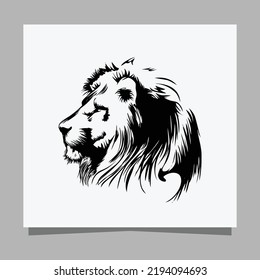 logotipo de león negro en papel blanco con sombra, perfecto para logotipos de negocios y tarjetas de visita