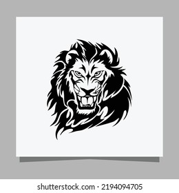 black lion logo on white paper with shadow, perfect for business logos and business cards
