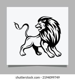 black lion logo on white paper with shadow, perfect for business logos and business cards