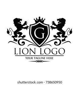 Black Lion Logo Template Used for hotel, restaurant, boutique, jewellery invitation, business card etc.