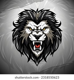 Logo de la mascota del león negro: Vector ilustrado para impresión de distintivos, emblemas e camisetas