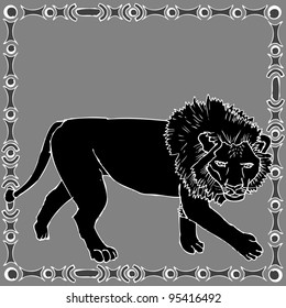 black lion on gray background- Leo horoscope sign