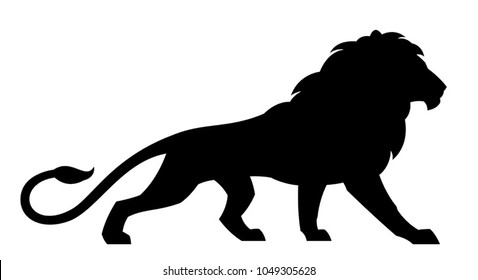 Black lion on a white background