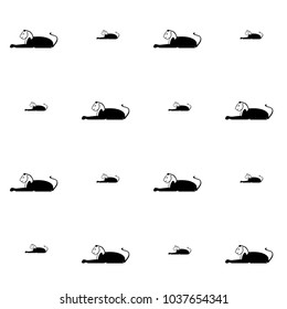 Black lion repeating silhouette pattern isolated on white background. Egypt hieroglyph vector animal for wallpapers, wrapping paper, textile or fabric print, history book. Creative sphinx artwork.