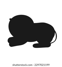 black lion silhouette concept with beautiful mane and tail on white background isolated vector illustration EPS