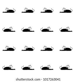 Black lion silhouette repeating pattern isolated on white background. Egypt hieroglyph vector animal for wallpapers, wrapping paper, textile or fabric print, history book. Creative sphinx artwork.