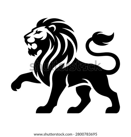 Black lion silhouette walking forward strong