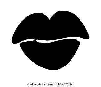 Black lips hand drawn with ink paint brush