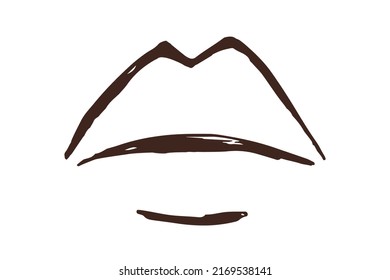 Black lips hand drawn with ink paint brush, isolated on white background. Vector illustration