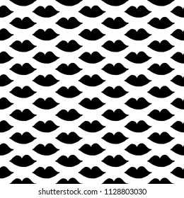 Black lips handdrawn seamless pattern