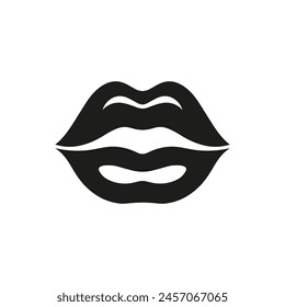 Black lips icon. Flat design. Vector.