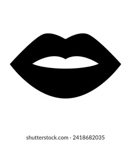 Icono de labios negros sobre fondo blanco
