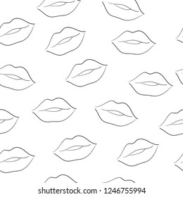 Black lips liner  vector repeating pattern