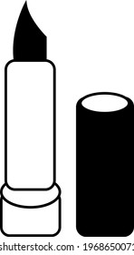 Palo de labios negro, ilustración de icono, vector sobre fondo blanco