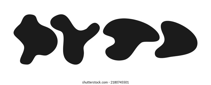 Black liquid blob shapes. Set of absrtact irregular fluid shapes. Vector silhouettes of simple rounded smoot water forms