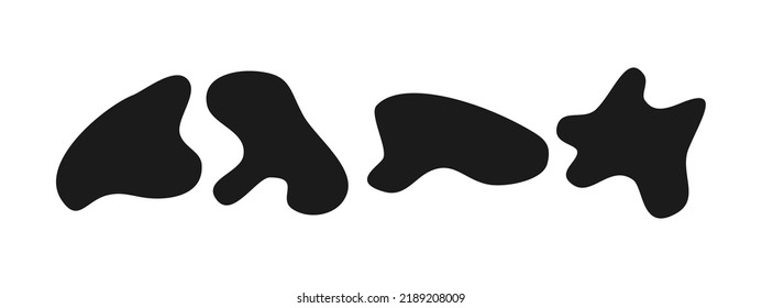 Black liquid blob shapes. Set of absrtact irregular fluid shapes. Vector silhouettes of simple rounded smoot water forms