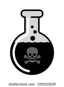 Black liquid as danegrous, toxic and lethal poisonous poison - substance is causing fatal death after drinking. Vector illustration isolated on white.