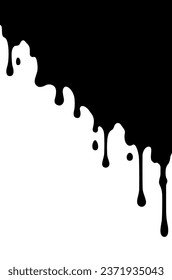 El líquido negro está goteando. Pinta goteo sobre un fondo blanco. La pintura negra gotea. Grunge textura. Plantillas de diseño, banners, creatividad.