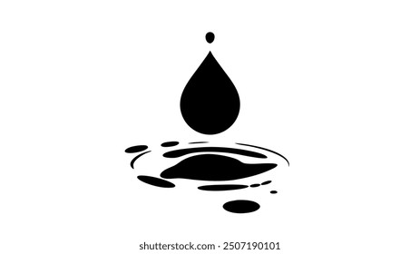 a black liquid drop with a white background.