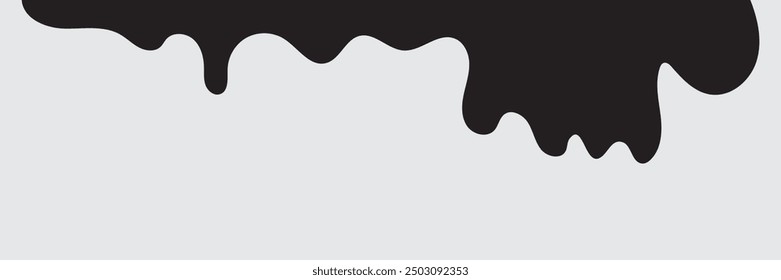 Black Liquid Flowing, spilled, drop, splash, leak concept vector paint drops icon.  Ink drip and black Melt Drips.  vector illustration.