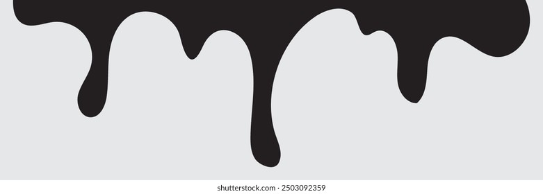 Black Liquid Flowing, spilled, drop, splash, leak concept vector paint drops icon.  Ink drip and black Melt Drips.  vector illustration.